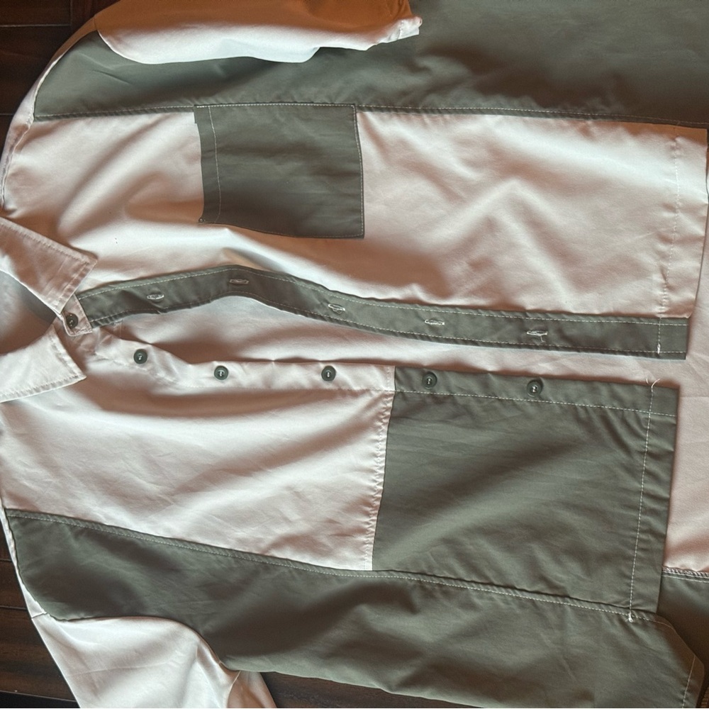 ASOS Green and White Colorblock Polo Shirt